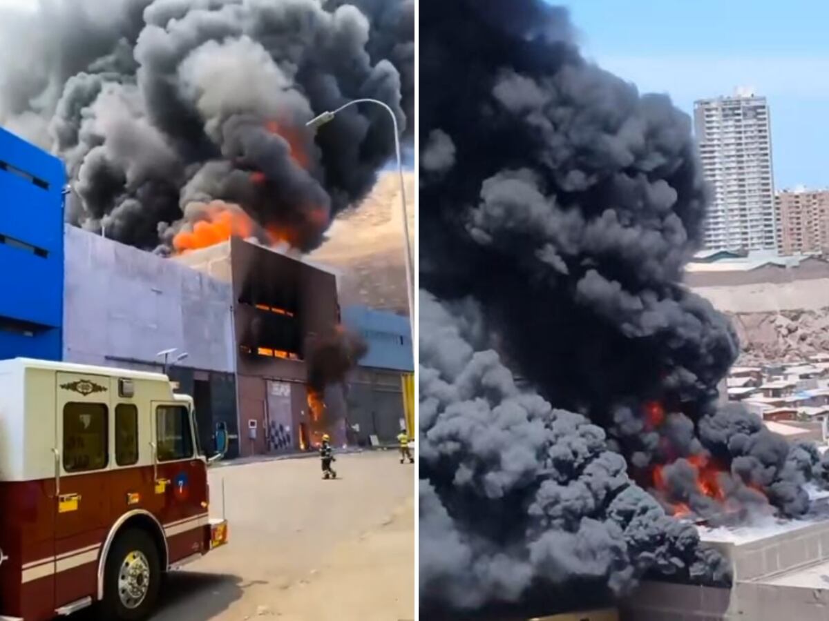 Emergencia en Iquique: bomberos combaten incendio en galpones de la Zofri