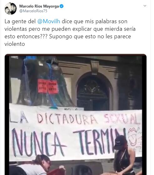 Mensaje de Marcelo Ríos en su cuenta de Twitter