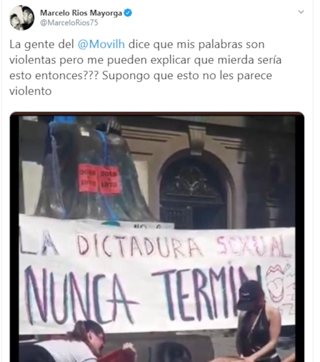 Mensaje de Marcelo Ríos en su cuenta de Twitter