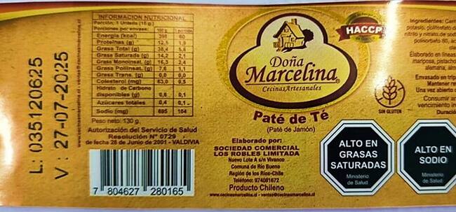 Este es el paté de jamón señalado por el Ministerio de Salud.