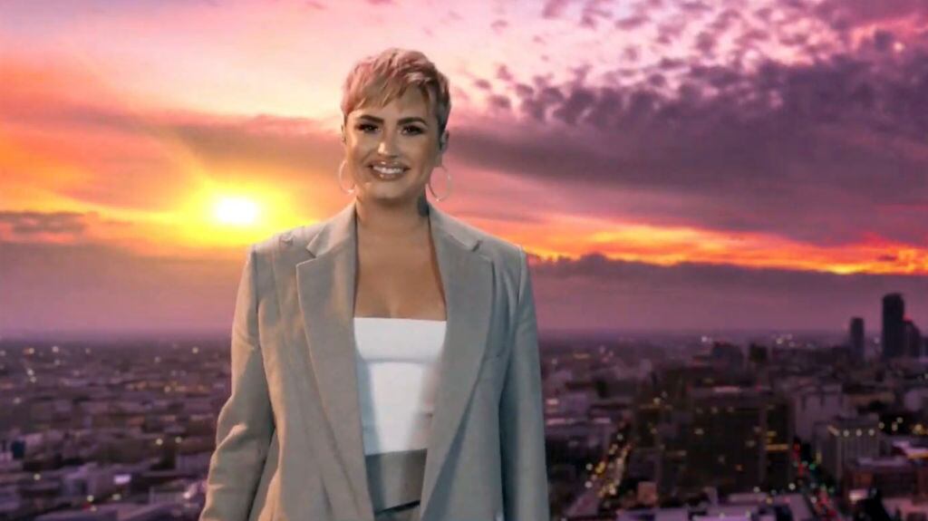 UNSPECIFIED - JANUARY 20: In this screengrab, Demi Lovato performs during the Celebrating America Primetime Special on January 20, 2021. The livestream event hosted by Tom Hanks features remarks by president-elect Joe Biden and vice president-elect Kamala Harris and performances representing diverse American talent. (Photo by Handout/Biden Inaugural Committee via Getty Images )