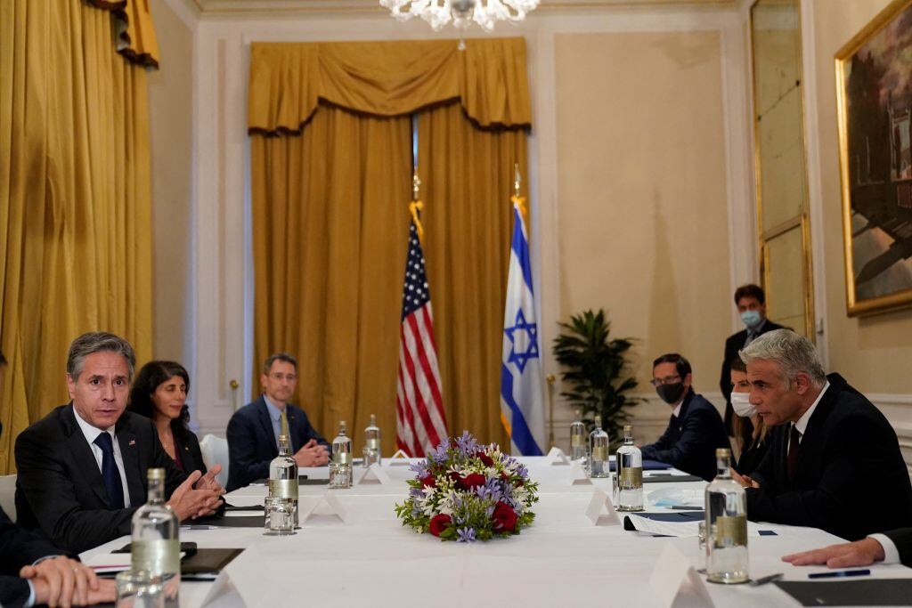 El secretario de estado de EEUU, Antony Blinken, reunido con el canciller israelí Yair Lapid