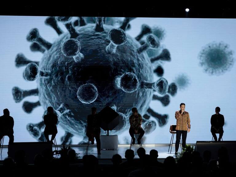 Campaña de protección contra el covid-19 en un evento en Asia