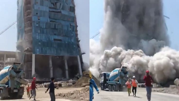 Captan momento en que un edificio se derrumba en Bangkok tras terremoto: hay un muerto y al menos 50 heridos