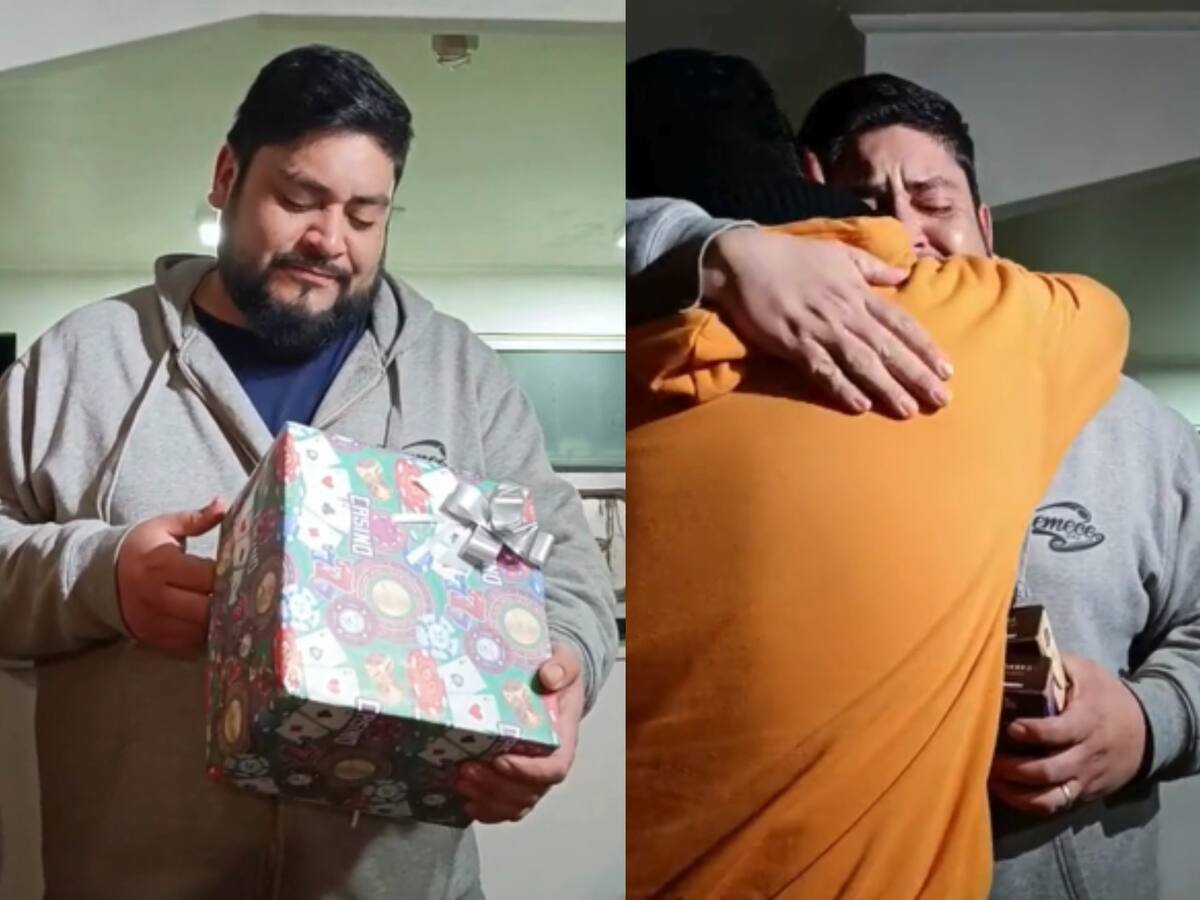 ¡Lo más tierno del día! Hombre recibe emocionante regalo por parte de su familia