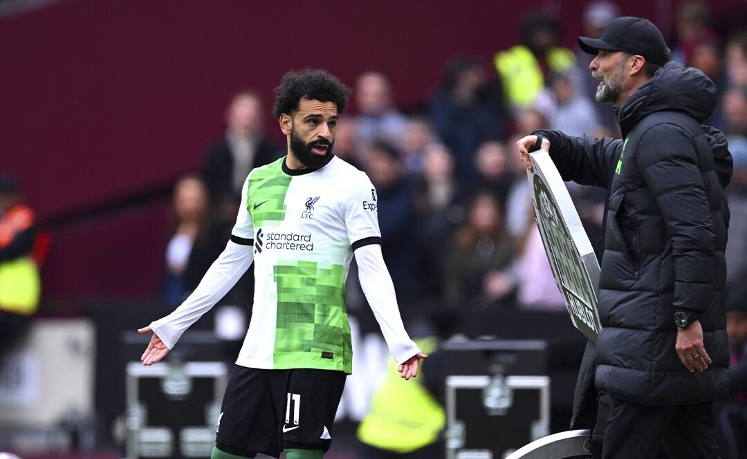 El tenso cruce entre Mohamed Salah y Jürgen Klopp en empate de Liverpool | Getty Images