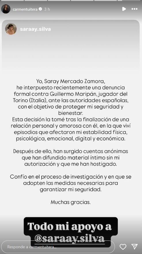 Captura Instagram @carmentuitera