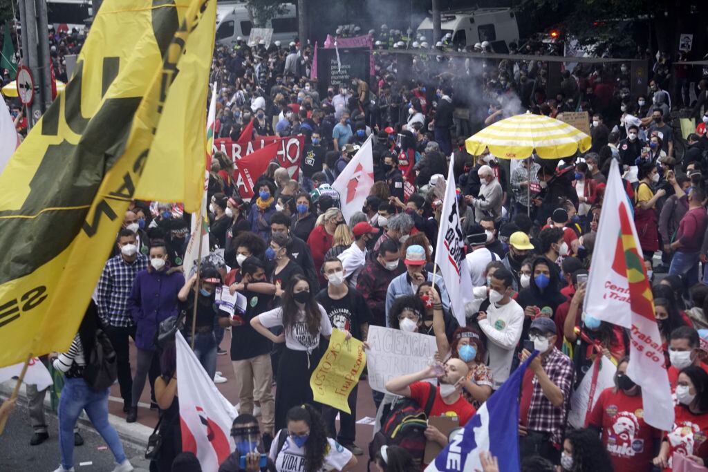 Protesta en contra del gobierno brasilero en la ciudad de Sao Paulo