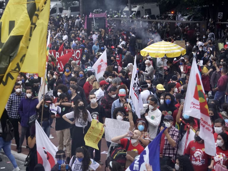 Protesta en contra del gobierno brasilero en la ciudad de Sao Paulo