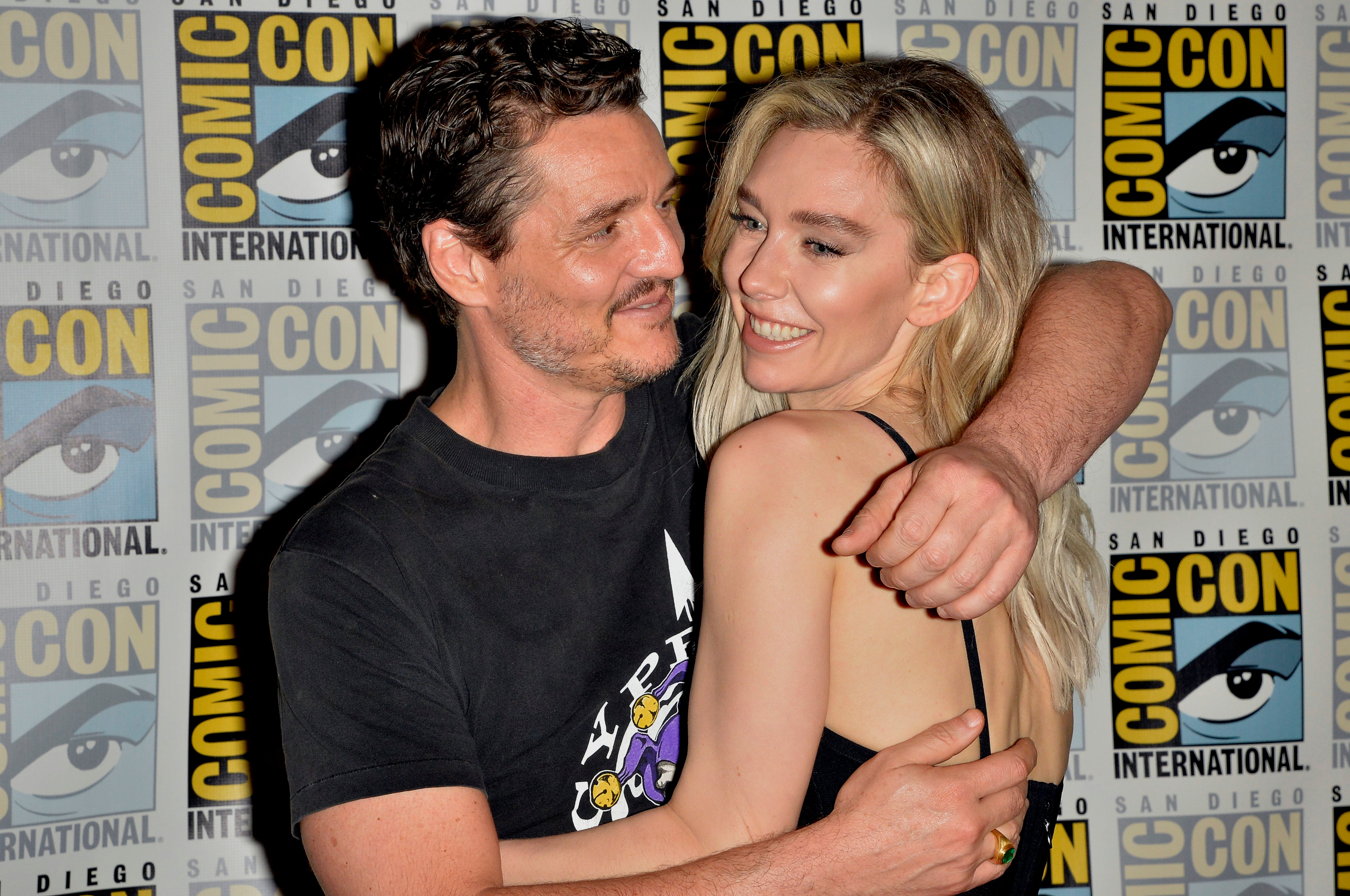 SAN DIEGO, CALIFORNIA - JULY 27: (L-R) Pedro Pascal and Vanessa Kirby attend the Marvel Studios Press Line during 2024 Comic-Con International at Hilton Bayfront on July 27, 2024 in San Diego, California. (Photo by Jerod Harris/GA/The Hollywood Reporter via Getty Images)