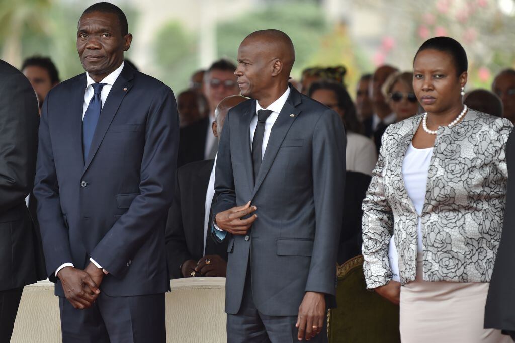El titular del senado Joseph Lambert junto al asesinado presidente Jovenel Moise