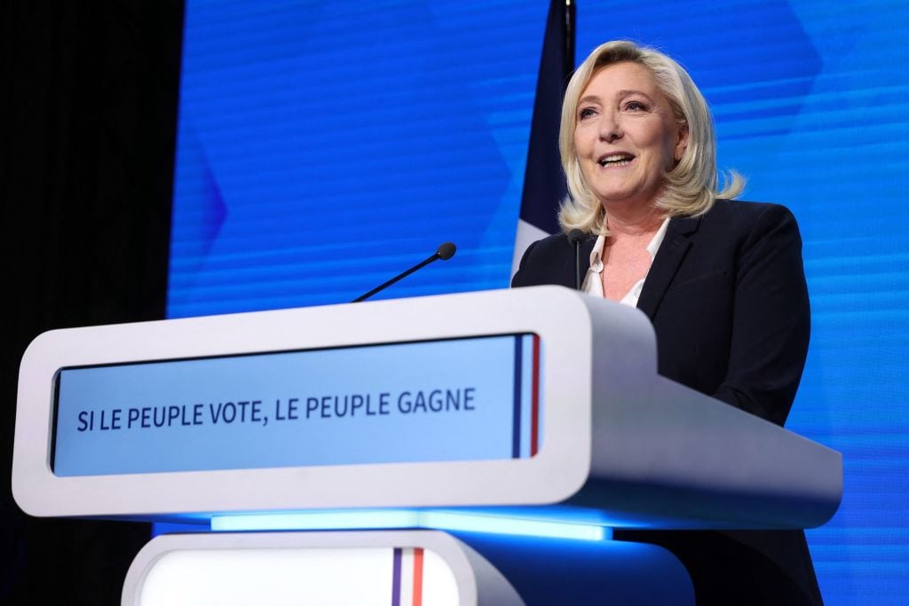 Marine Le Pen ha prometido en su discurso «devolverle la libertad a los franceses». Foto: Thomas Samson/AFP vía Getty Images.
