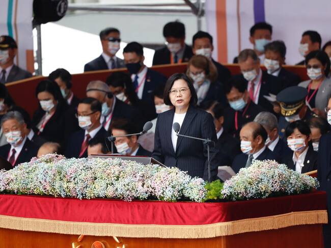 La presidenta taiwanesa Tsai Ing-Wen en un acto del día nacional