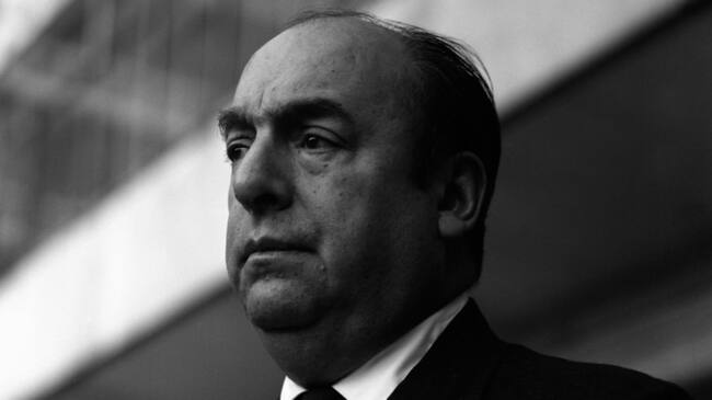 Three-quarter face portrait of a thoughtful Pablo Neruda, whose real name is Ricardo Eliezer NeftalÌ Reyes Basoalto, during a reading of his poems by the Italian drama actor Giorgio Albertazzi. Italy, 1963.. (Photo by Angelo Cozzi/Mondadori via Getty Images)