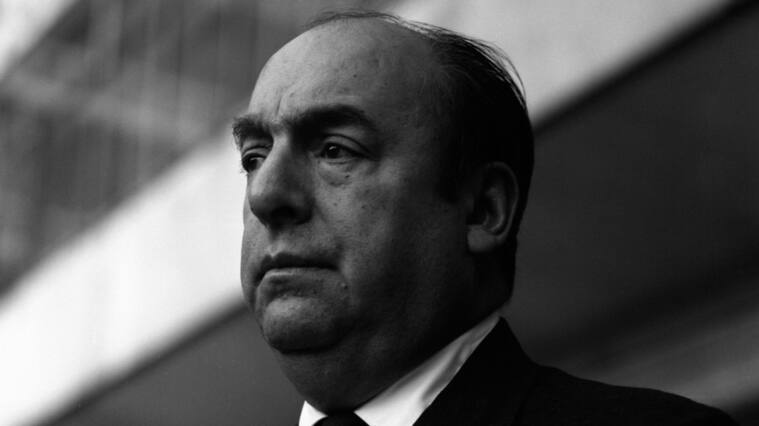 Three-quarter face portrait of a thoughtful Pablo Neruda, whose real name is Ricardo Eliezer NeftalÌ Reyes Basoalto, during a reading of his poems by the Italian drama actor Giorgio Albertazzi. Italy, 1963.. (Photo by Angelo Cozzi/Mondadori via Getty Images)