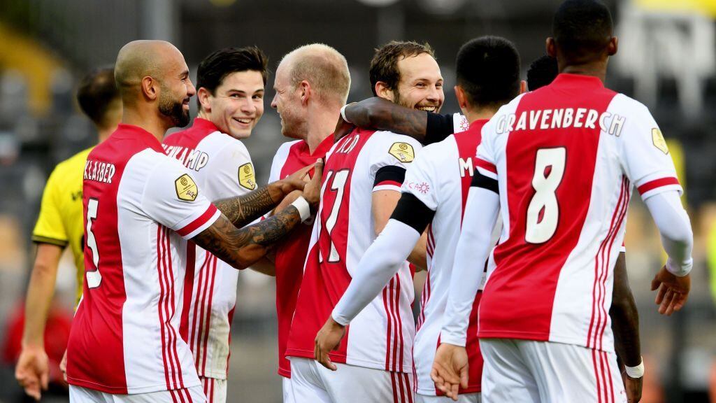 VENLO - Tvreugd after the 8-0 of Dailey Blind of Ajax during the Dutch Eredivisie match between VVV Venlo and Ajax in the Covebo stadium De Koel on October 24, 2020 in Venlo, the Netherlands. ANP OLAF KRAAK (Photo by ANP Sport via Getty Images)