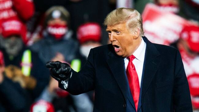 MONTOURSVILLE, PA - OCTOBER 31: U.S. President Donald Trump speaks to supporters during a rally on October 31, 2020 in Montoursville, Pennsylvania. Donald Trump is crossing the crucial state of Pennsylvania in the last few days of campaigning before Americans go to the polls on November 3rd to vote. Trump is currently trailing his opponent Joe Biden in most national polls. (Photo by Eduardo Munoz Alvarez/Getty Images)