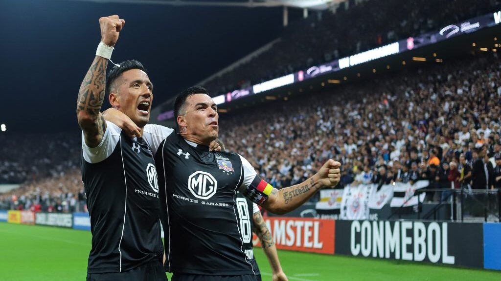 29 DE AGOSTO DE 2018/SAO PAULO, BRASILLucas Barrios festeja su gol y el 1-1, durante el partido por los octavos de final vuelta de la Copa Conmebol Libertadores entre Corinthians y Colo Colo, disputado en el Arena Corinthians de Sao Paulo.
FOTO: LANCEPRESS/AGENCIAUNO