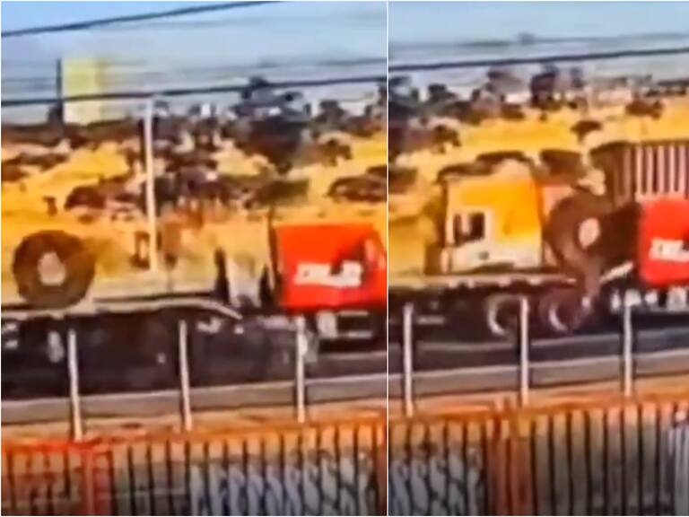 Impactante accidente de camión en Pudahuel: Rollo de acero de 27 toneladas quedó incrustado en la cabina del conductor