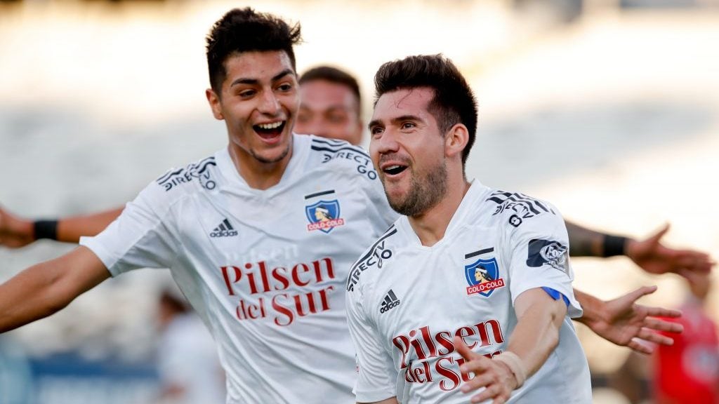 31 de Enero del 2021/SANTIAGOCésar Fuentes(c) celebra su primer gol y el 2 a 1 de Colo Colo ,durante el partido valido por la Vigésimo Sexta fecha del Campeonato Nacional AFP PlanVital 2020, entre Colo Colo vs Unión La Calera, disputado en el Estadio Monumental.
FOTO:FRANCISCO LONGA/AGENCIAUNO