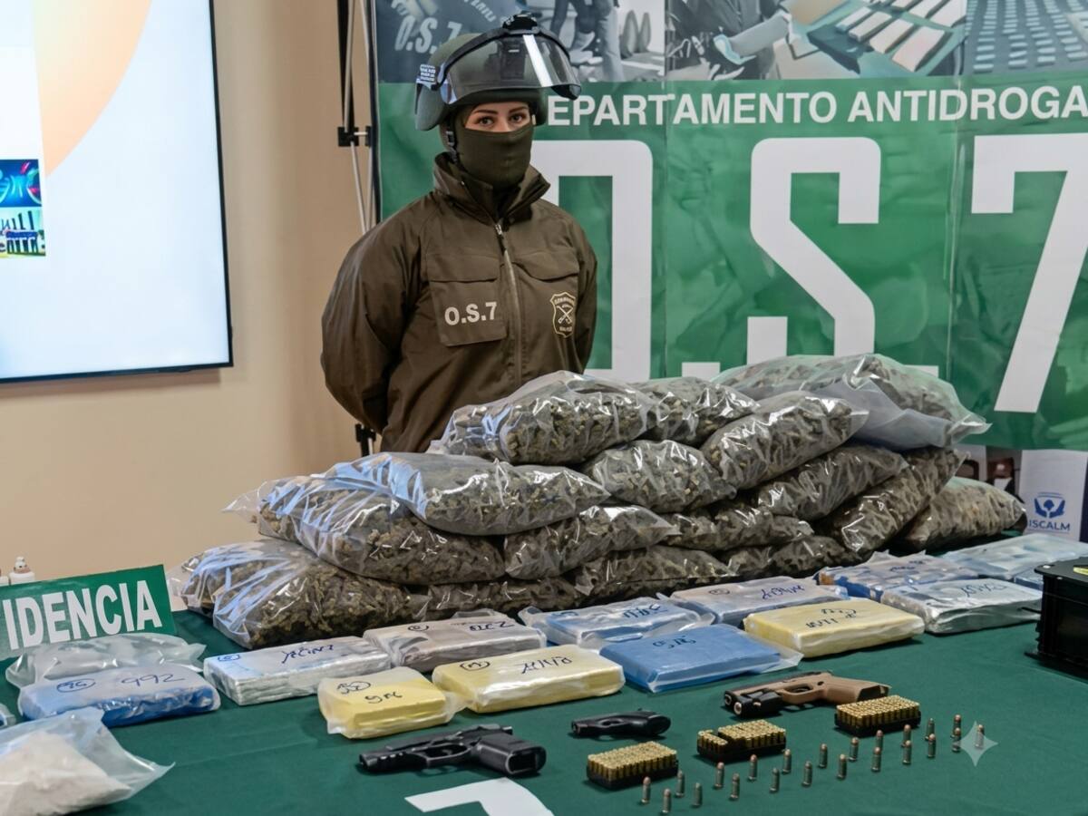 Desbaratan en La Araucanía red narco que operaba desde Santiago: incautan 90 kilos de droga y arma con munición “mata policías”