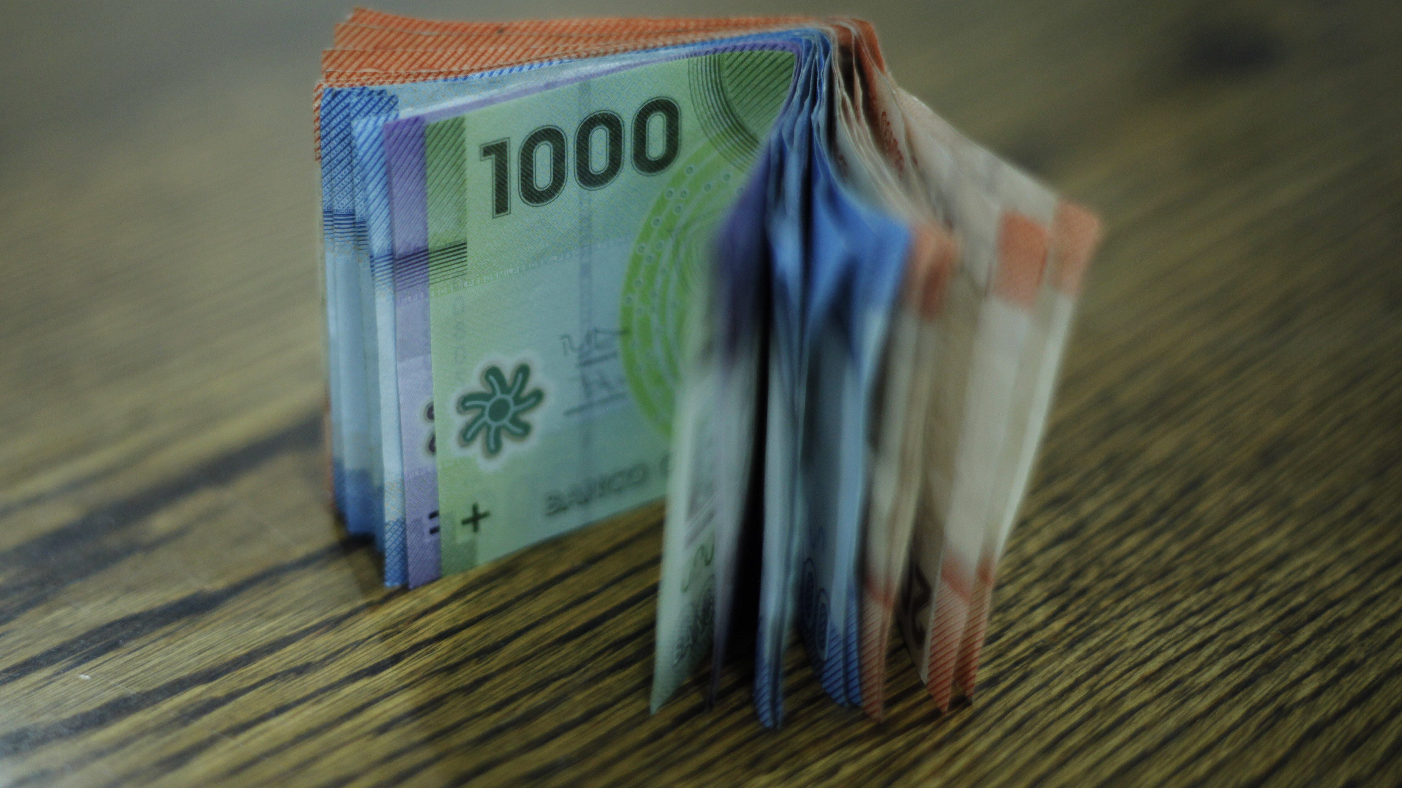 9 de julio de 2014/SANTIAGO
Detalle de billetes que suman 225 mil pesos, lo que equivale al salario mínimo que fue aprobado hoy por el senado.
FOTO: DAVID VON BLOHN/ AGENCIAUNO