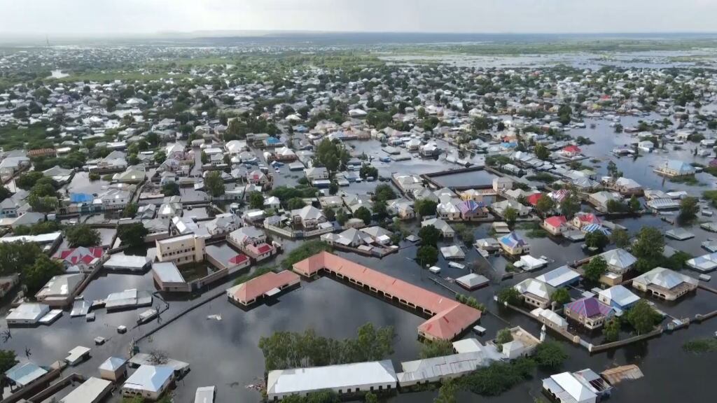 La ciudad de Beledweyne bajo el agua por las inundaciones en Somalia