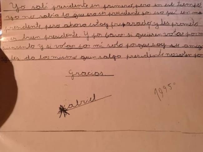 Carta de Gabriel Boric a sus compañeros en 1995 / Fuente: captura de pantalla 24 Horas.
