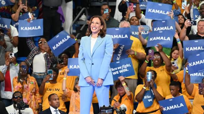 La vicepresidenta de Estados Unidos, Kamala Harris, en un evento en Atlanta en apoyo a su campaña presidencial.