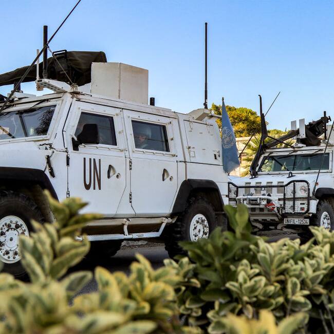 Los cascos azules de la Unifil avanzan por las rutas del Líbano en Medio Oriente
