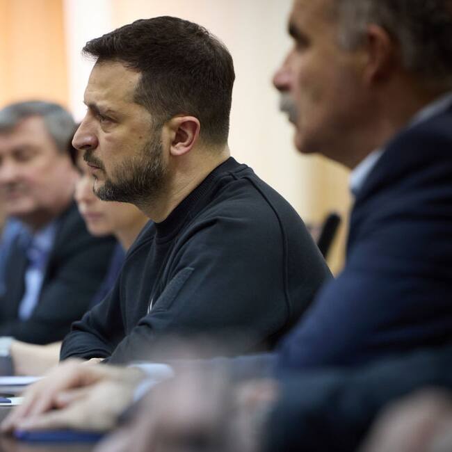 El presidente de Ucrania, Volodimir Zelenski, durante una reunión oficial en la ciudad de Kiev.