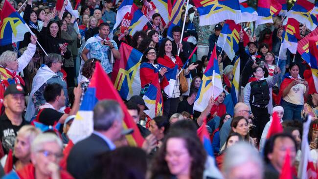 Los seguidores del Frente Amplio en un acto de campaña para las elecciones generales en Uruguay