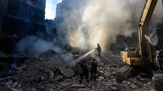 Un edificio en ruinas luego que Israel atacara la ciudad de Beirut en el Líbano