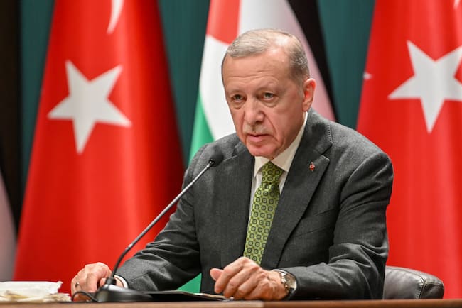 El presidente de Turquía, Recep Tayyip Erdoğan, ante la prensa en un evento oficial en la ciudad de Ankara.